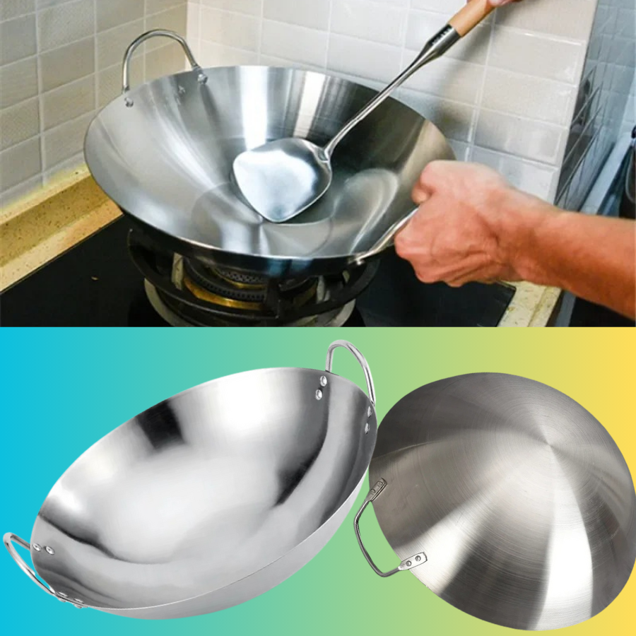 Wok-aluminium-pur