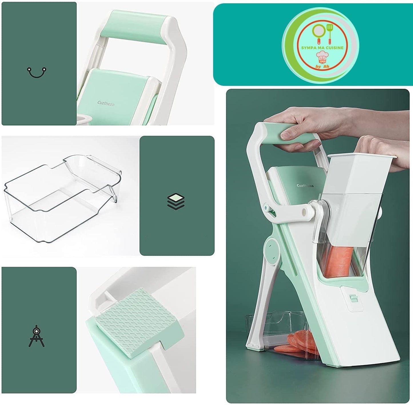 Vegan Easy Slice™, une trancheuse de qualité, la trancheuse à légumes efficace et innovante. - {{ sympamacuisine }}