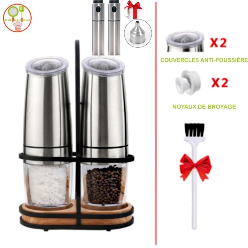 Magic mills vip pack™️ Set de deux moulins de cuisine électriques, adaptés pour moudre et saupoudrer sel, poivre et épices en tous genres. sympamacuisine