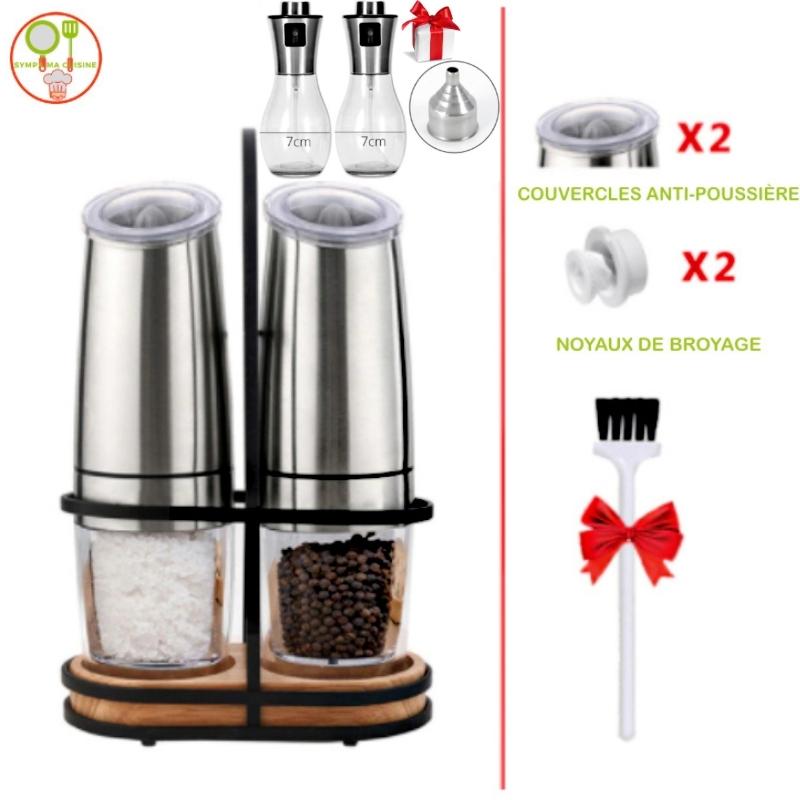 Magic mills vip pack™️ Set de deux moulins de cuisine électriques, adaptés pour moudre et saupoudrer sel, poivre et épices en tous genres. sympamacuisine