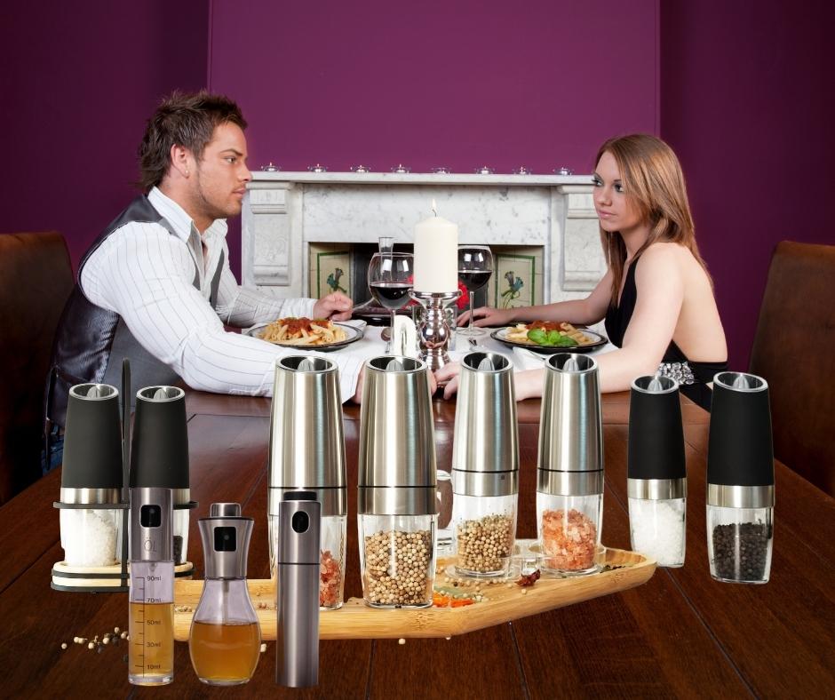 Magic mills vip pack™️ Set de deux moulins de cuisine électriques, adaptés pour moudre et saupoudrer sel, poivre et épices en tous genres. sympamacuisine