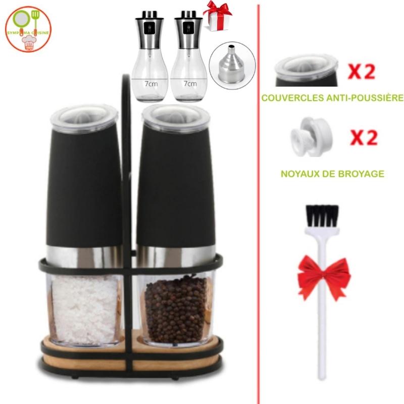 Magic mills vip pack™️ Set de deux moulins de cuisine électriques, adaptés pour moudre et saupoudrer sel, poivre et épices en tous genres. sympamacuisine