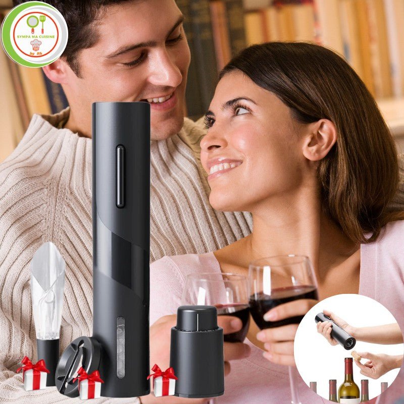 Open'bouteille™️ MéGA PaCk ; Tire bouchon électrique + Enlève capsule + Bouchon conservation longue durée + Verseur anti-goutte | TIRE-BOUCHON inGénieux | CUISINE sympamacuisine