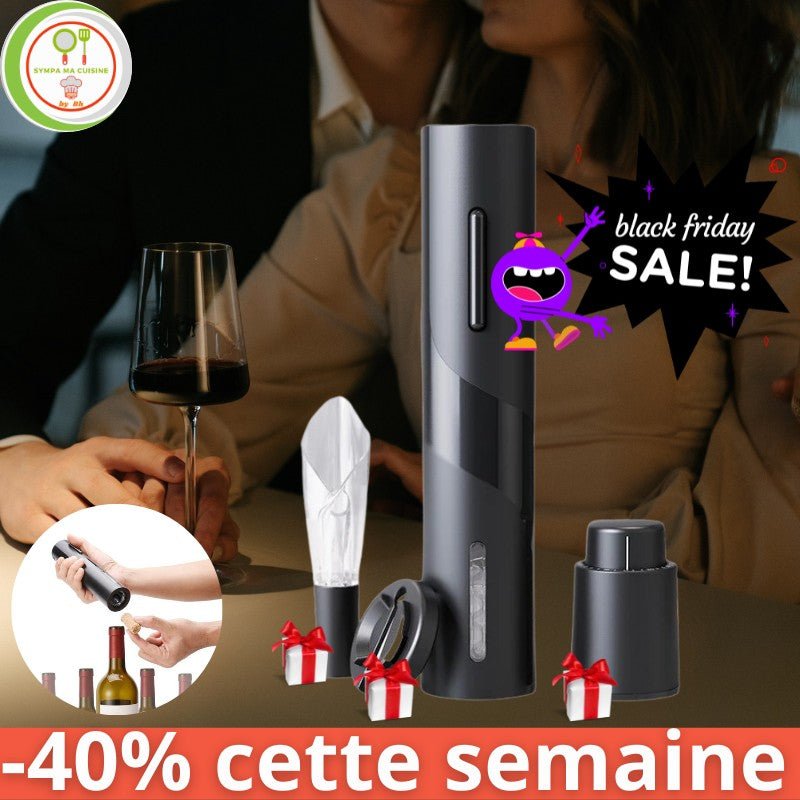 Open'bouteille™️ MéGA PaCk ; Tire bouchon électrique + Enlève capsule + Bouchon conservation longue durée + Verseur anti-goutte | TIRE-BOUCHON inGénieux | CUISINE sympamacuisine