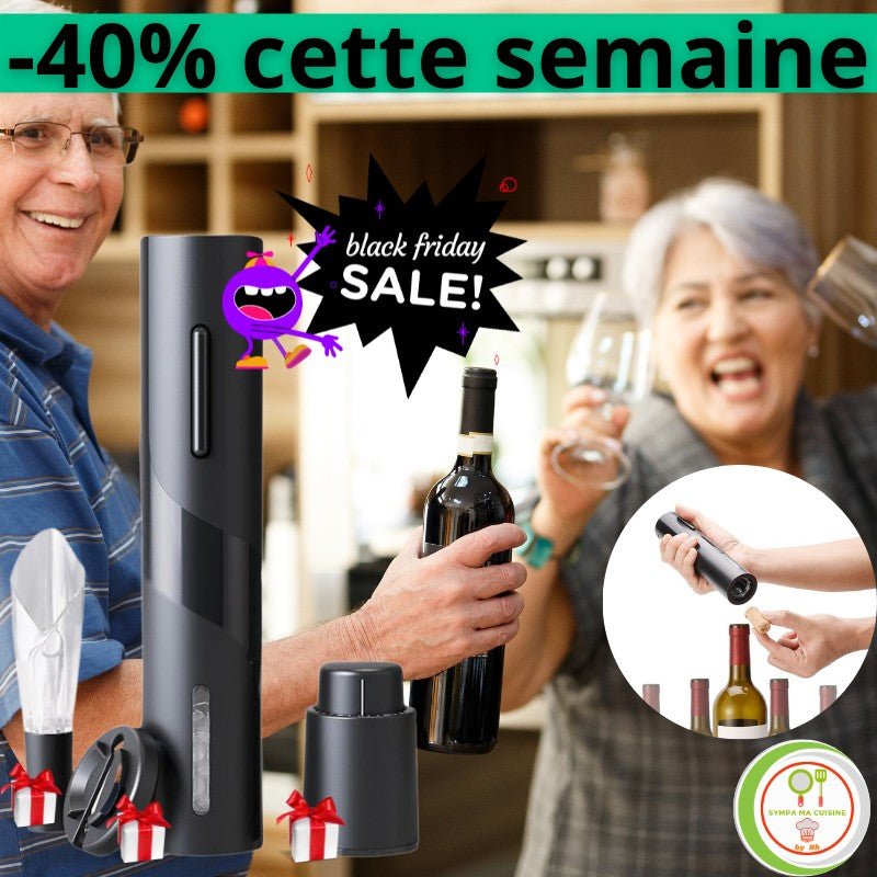 Open'bouteille™️ MéGA PaCk ; Tire bouchon électrique + Enlève capsule + Bouchon conservation longue durée + Verseur anti-goutte | TIRE-BOUCHON inGénieux | CUISINE sympamacuisine
