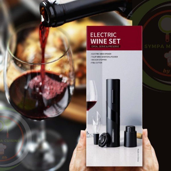 Open'bouteille™️ MéGA PaCk ; Tire bouchon électrique + Enlève capsule + Bouchon conservation longue durée + Verseur anti-goutte | TIRE-BOUCHON inGénieux | CUISINE sympamacuisine