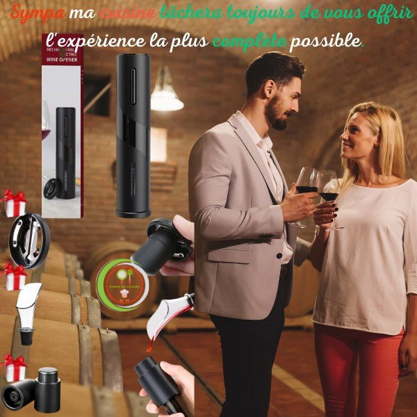 Open'bouteille™️ MéGA PaCk ; Tire bouchon électrique + Enlève capsule + Bouchon conservation longue durée + Verseur anti-goutte | TIRE-BOUCHON inGénieux | CUISINE sympamacuisine