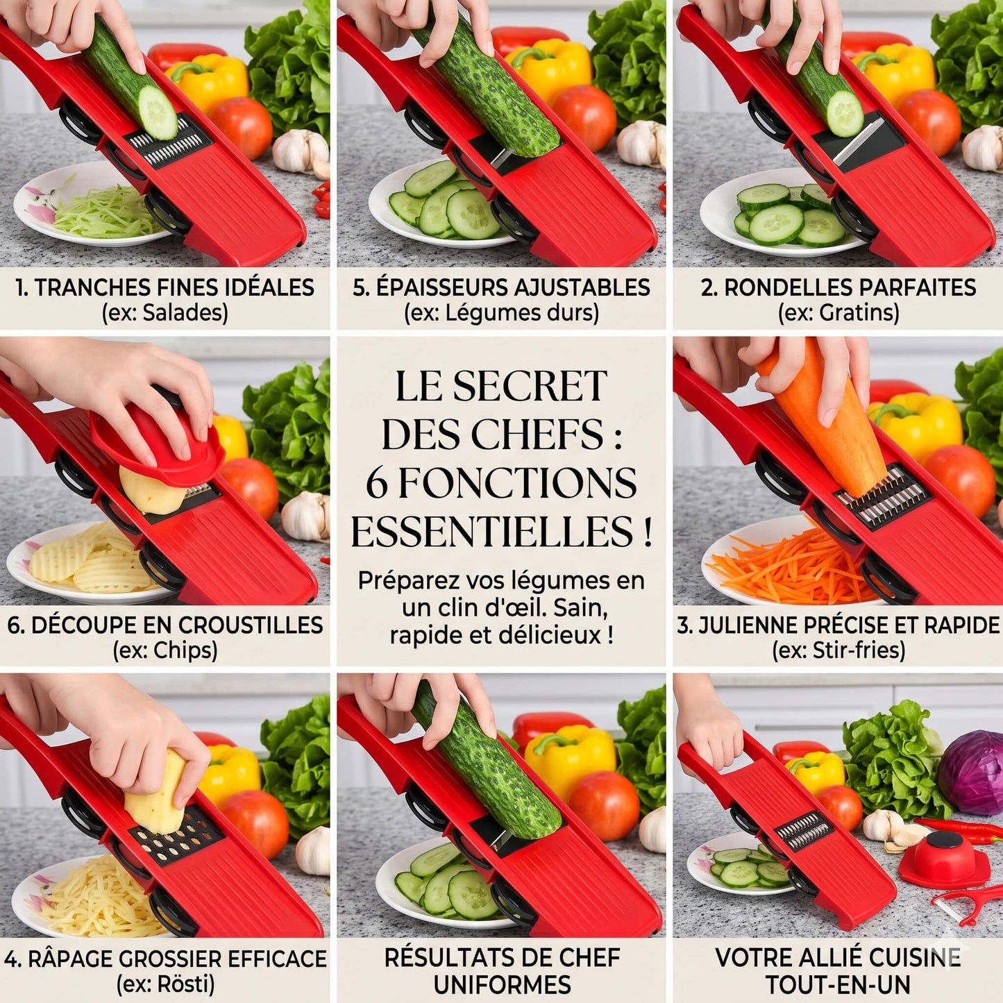 Madoline Cuisine MasterMandoline V6 6 lames polyvalentes2