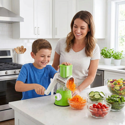Mandoline Cuisine SpinnerSlice maman fils l'utilise