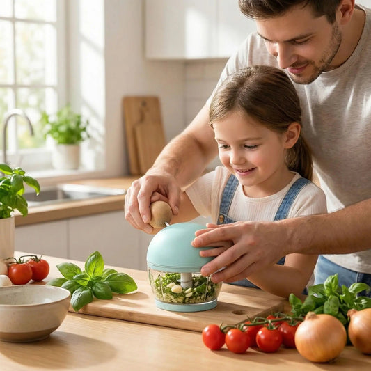 hachoir facile a utiliser papa avec fille
