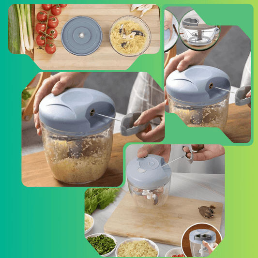 hachoir manuel a corde en utilisation