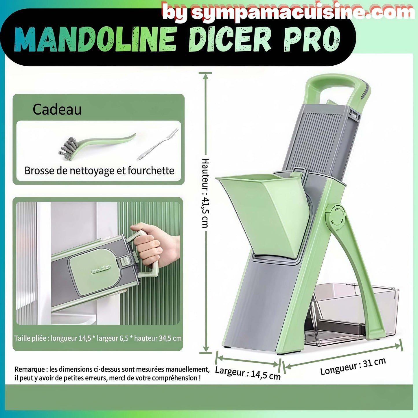 mandoline cuisine Mandoline DicerPro cert menthe
