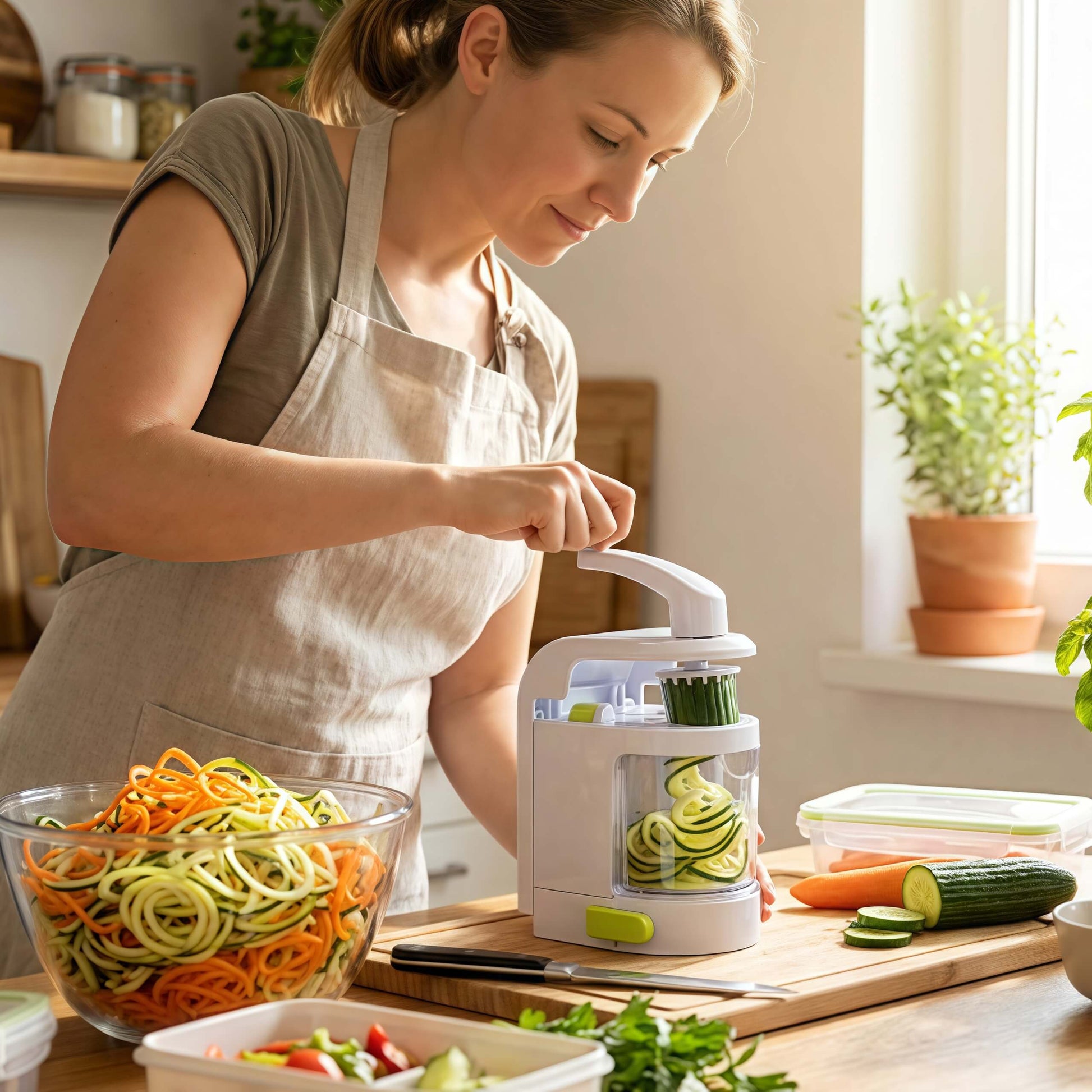 mandoline cuisine SpiRAViTe femme lutilise sur plan travail