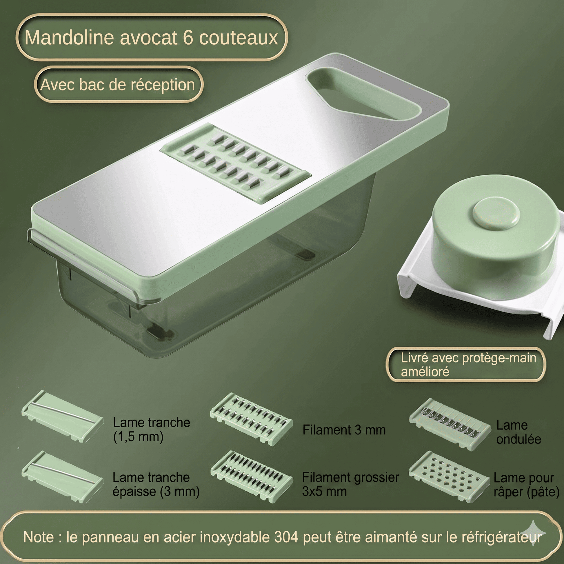 mandoline cuisine omnichef bocal vert pastel