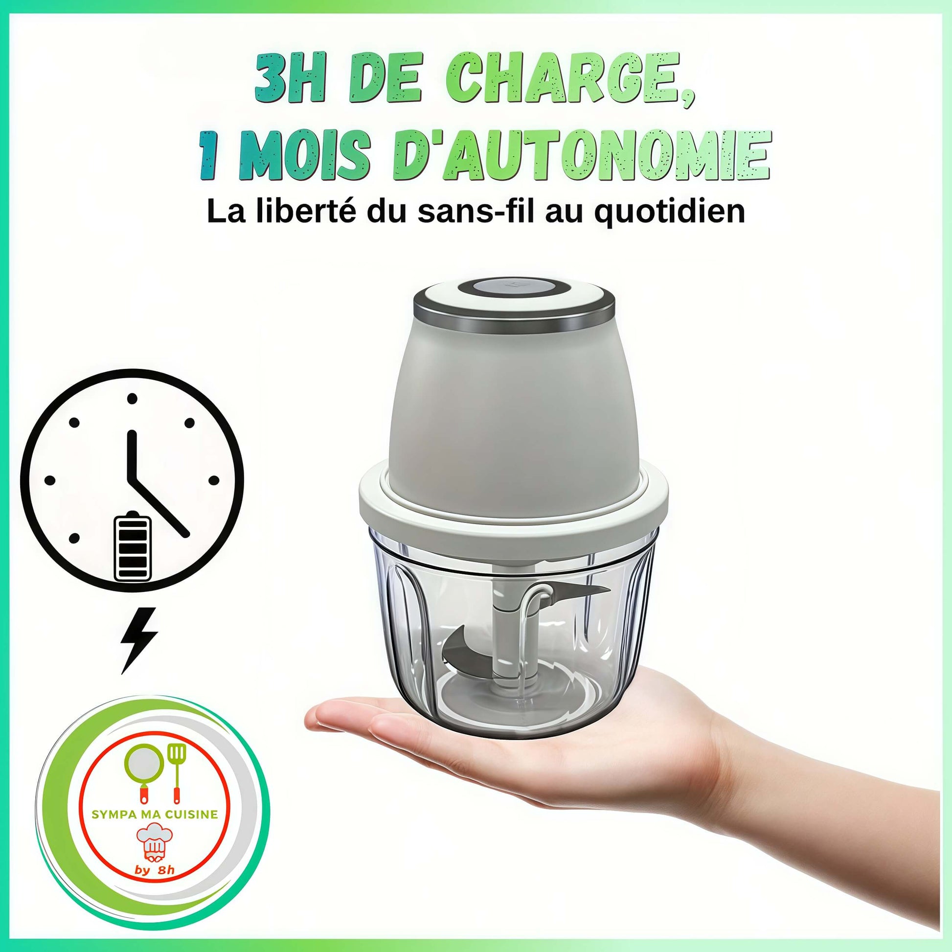 mini hachoir NutriChop 3h charge 1 mois dusage