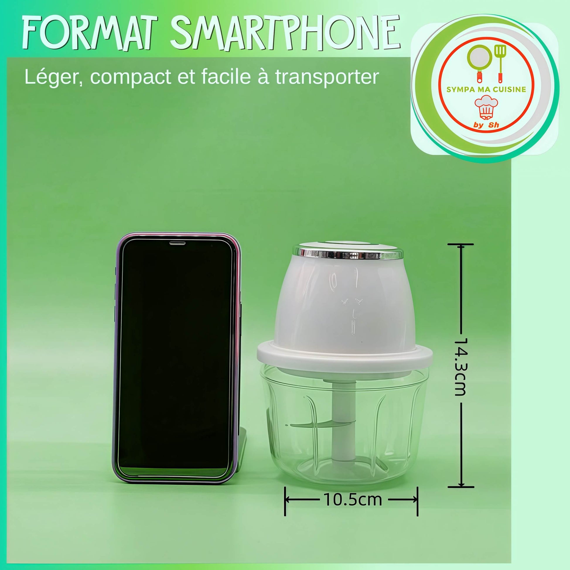 mini hachoir NutriChop format smartphone