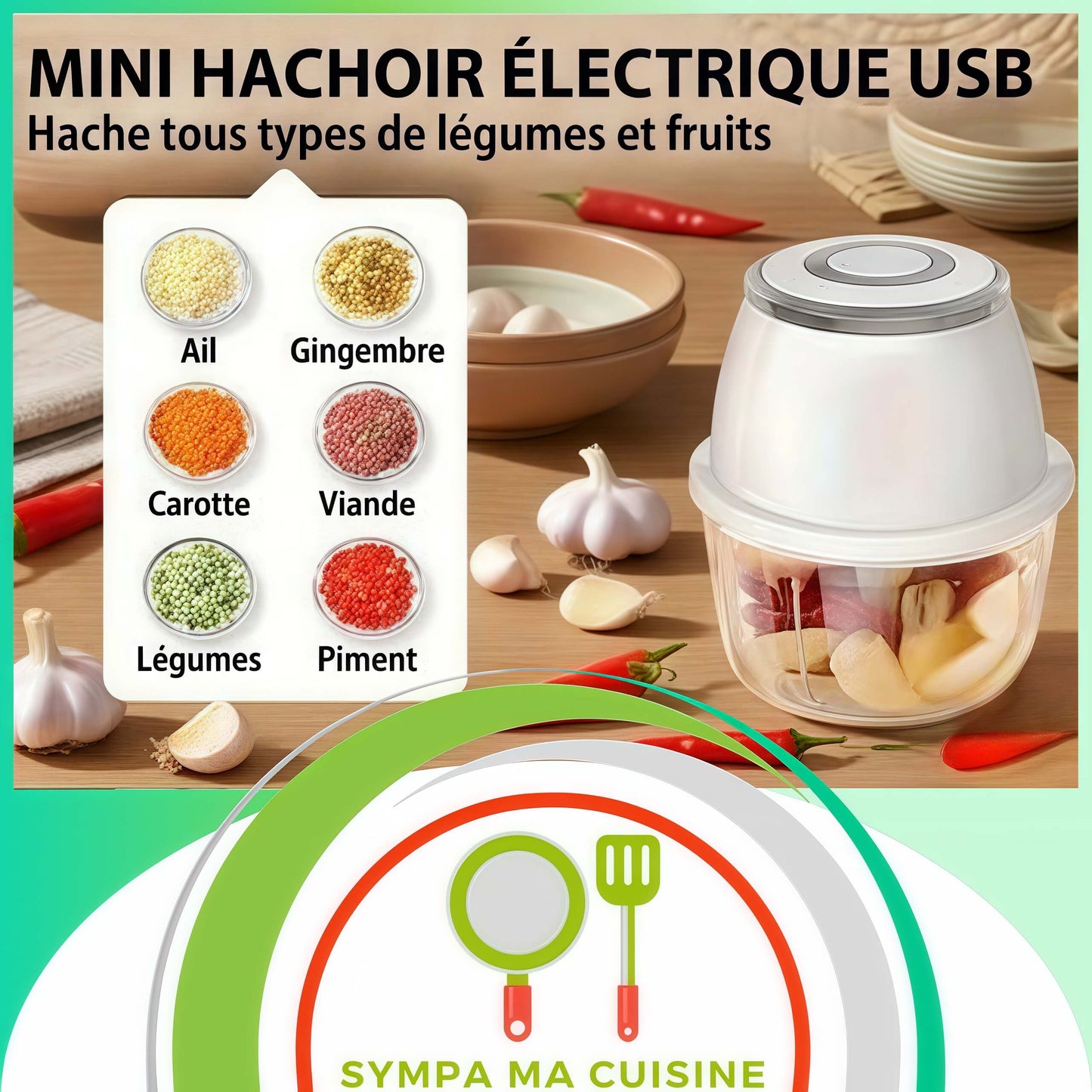 mini hachoir NutriChop hache tout type de legumes fruits 