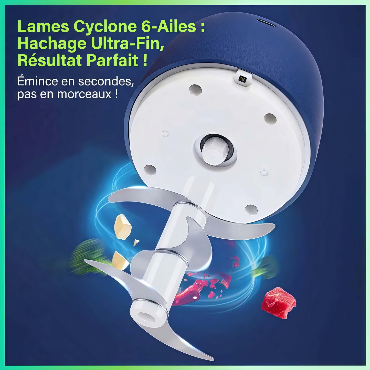 mini hachoir NutriChop lames cyclones 6 ailes
