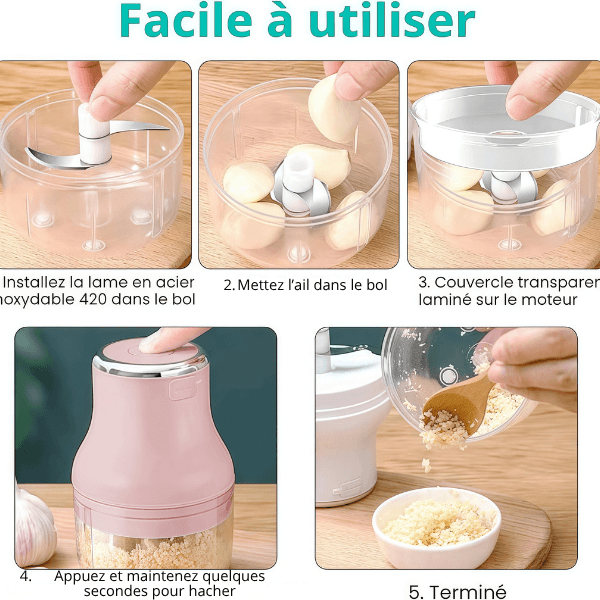 mini hachoir PixiChop etapes facile dutilisation