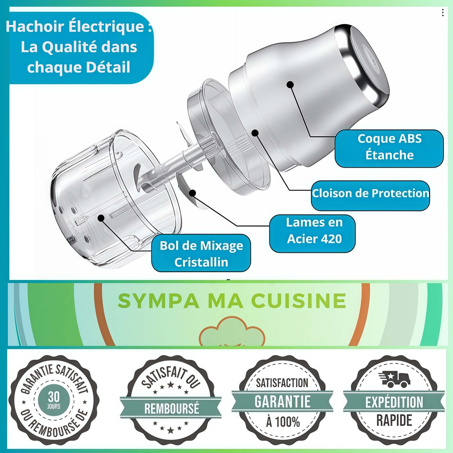 mini hachoir PixiChop totalement demontable