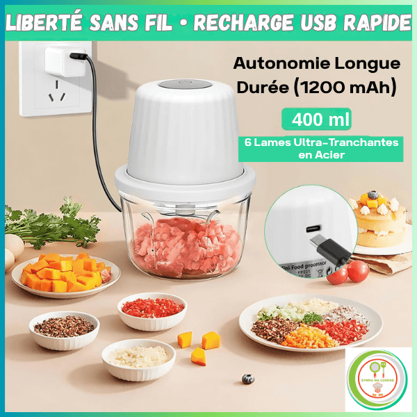 mini hachoir electrique recharge usb rapide