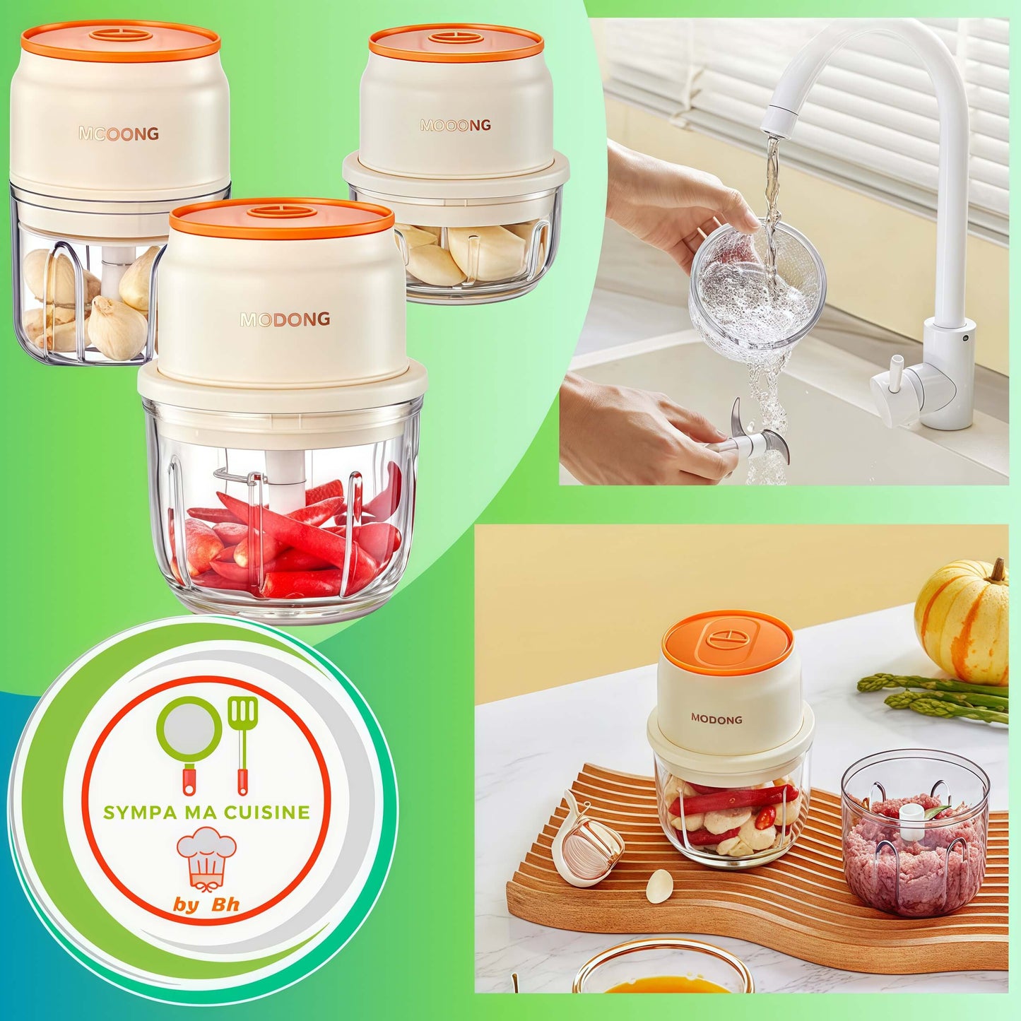 mini hachoir multichop compact nettoyage facile