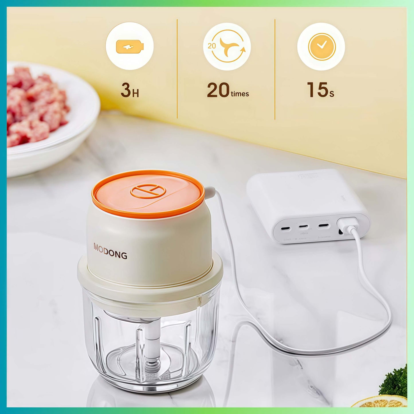 miini hachoir multichop trois heures charge 30 utilisations