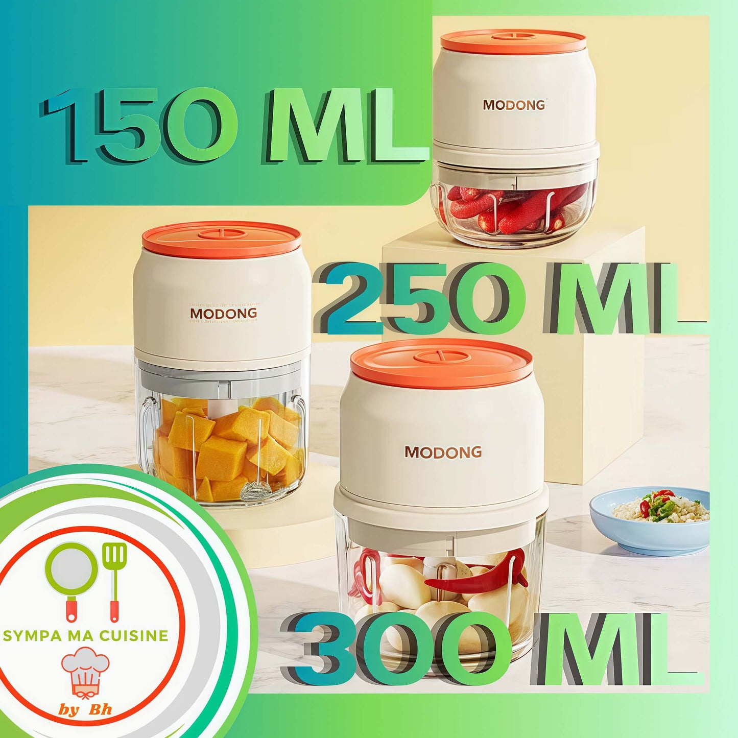 mini hachoirmultichop trois tailles 150 250 300ml