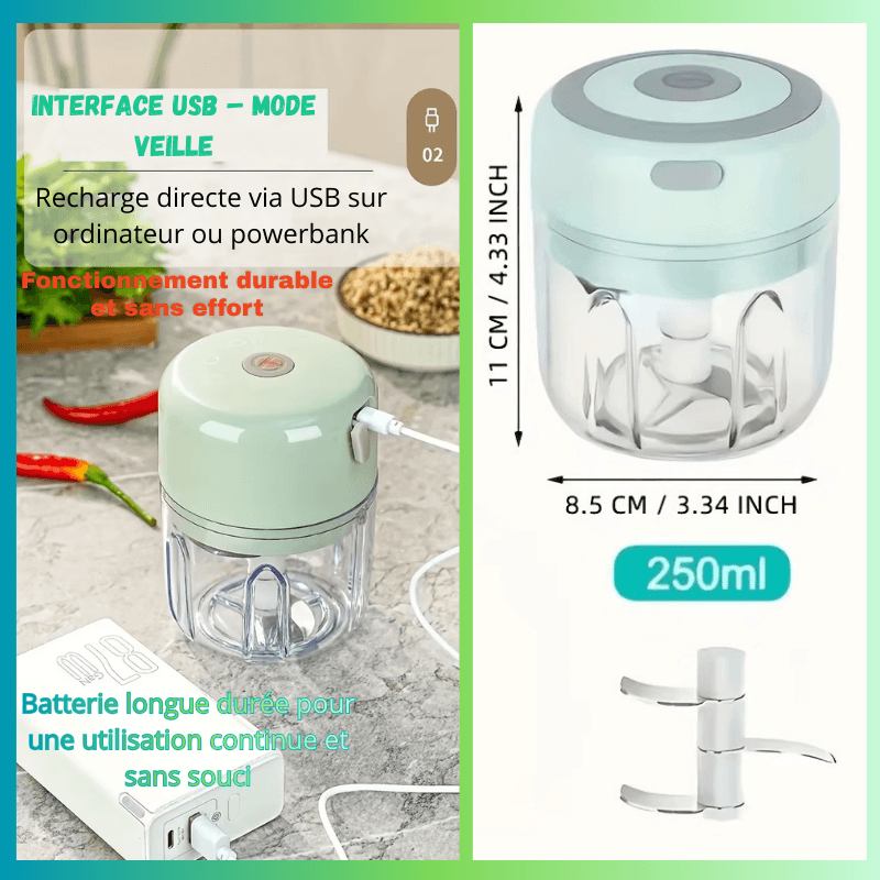 mini hachoir regeable power bank 